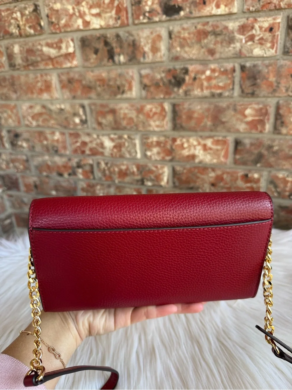Michael Kors Burgundy Pebbled Leather Crossbody with Gold Hardware